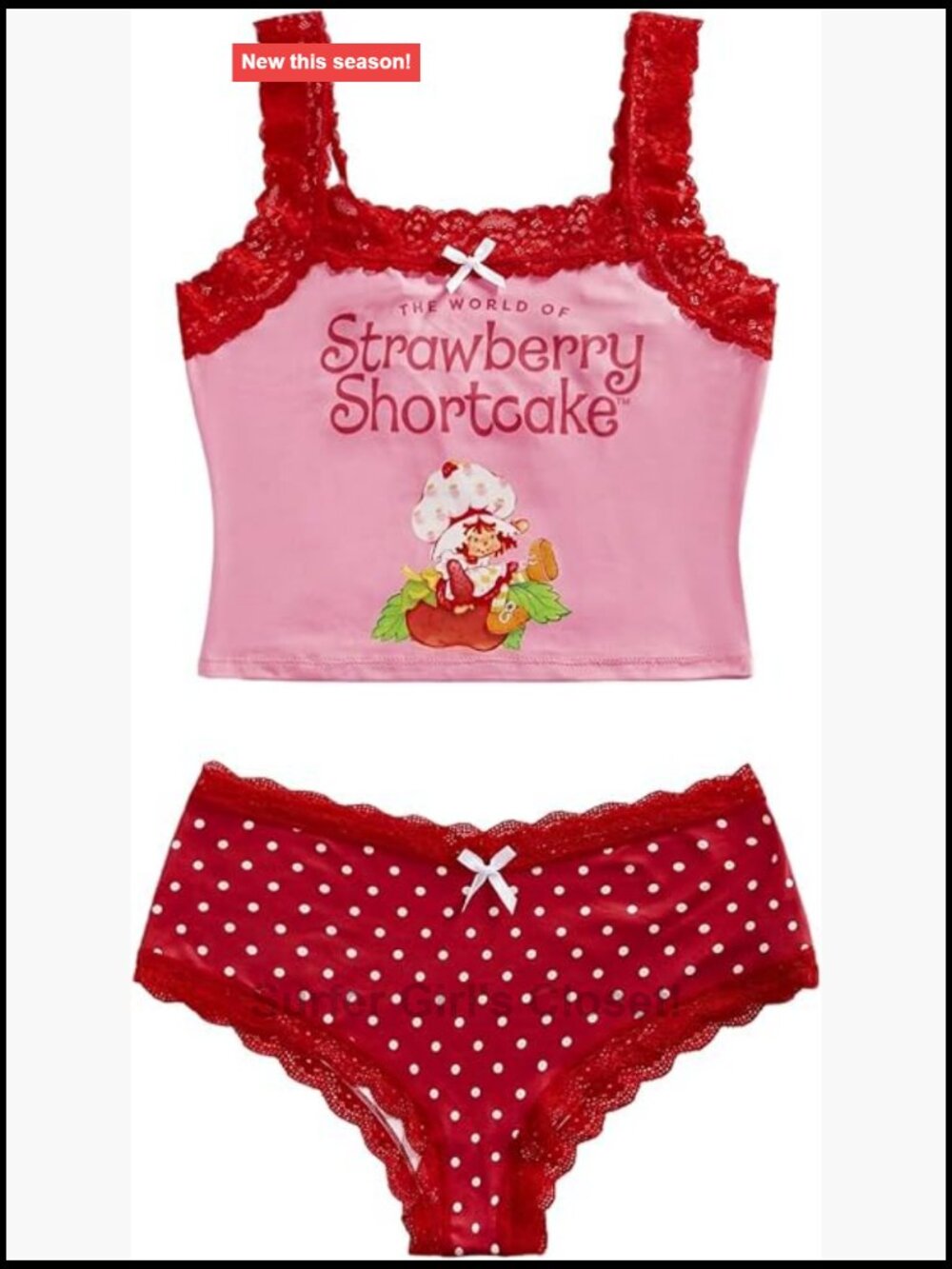 2 Piece Lace Trim Panty Set Letter Print Polka Dots Pajama Sleepwear